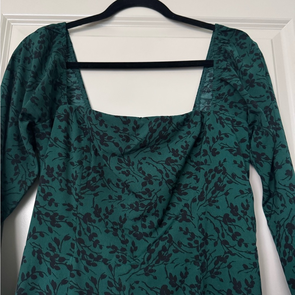 Abercrombie & Fitch Teal Floral Long Sleeve Dress - Picture 2 of 4